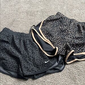 Nike Women's Black and Tan Athletic Shorts